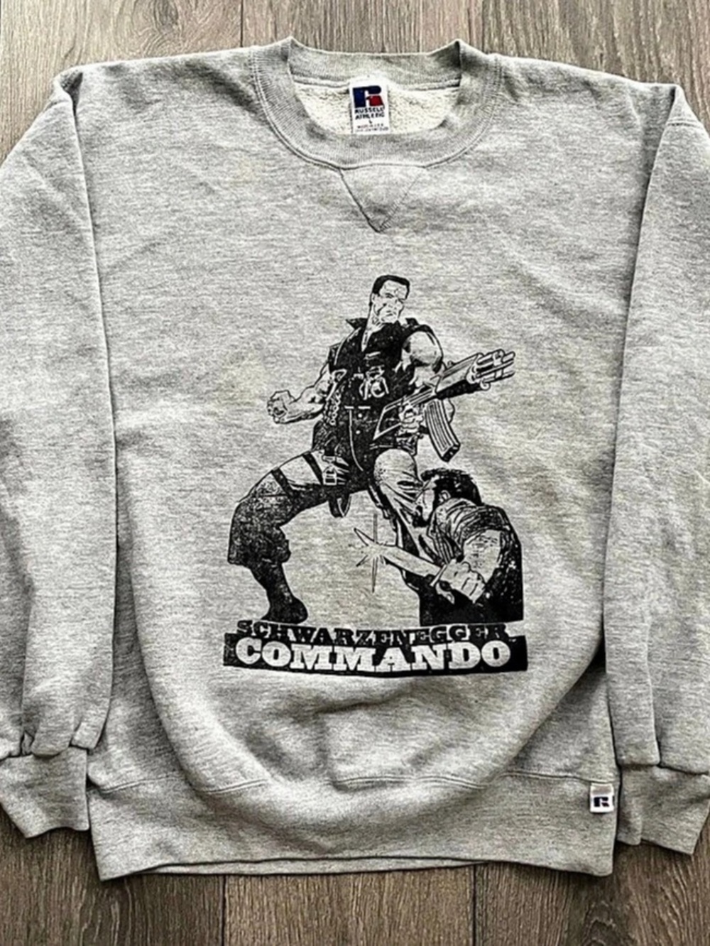 Russell Athletic Vintage Schwarzenegger Commando Sweatshirt Graphic Sweatshirt
